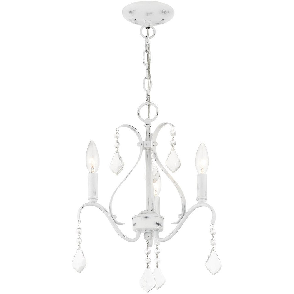 White Three Light Metal Dimmable Chandelier With Shades