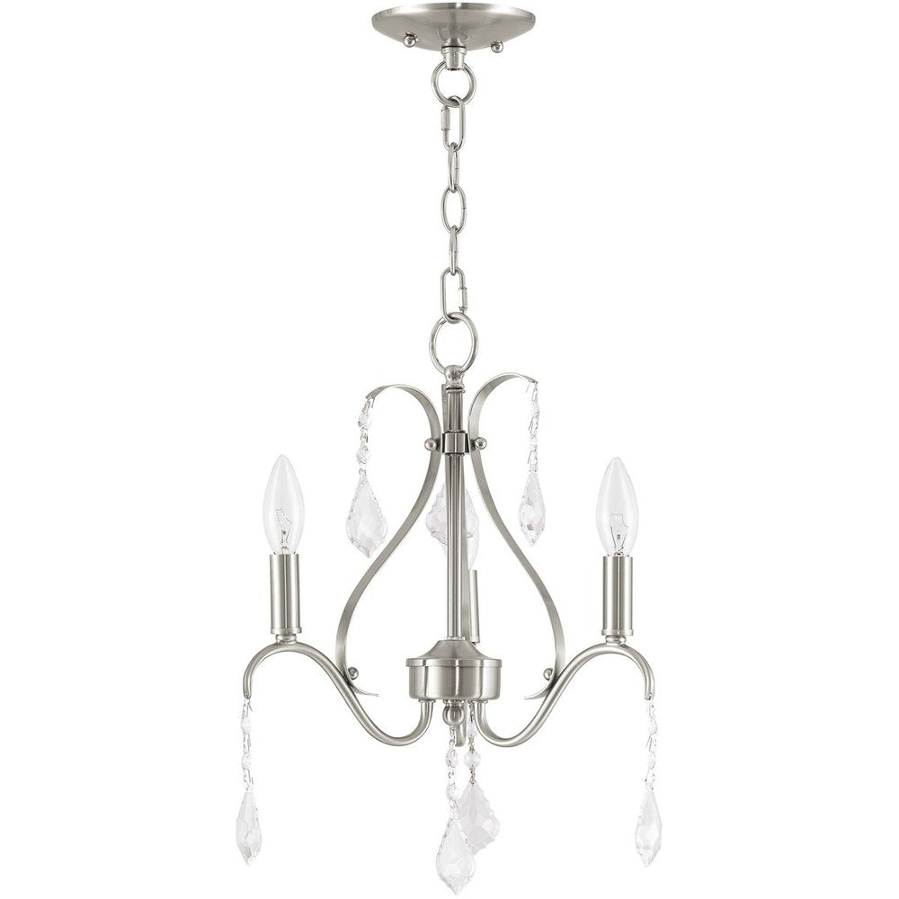 Nickel Three Light Metal Dimmable Chandelier With Shades