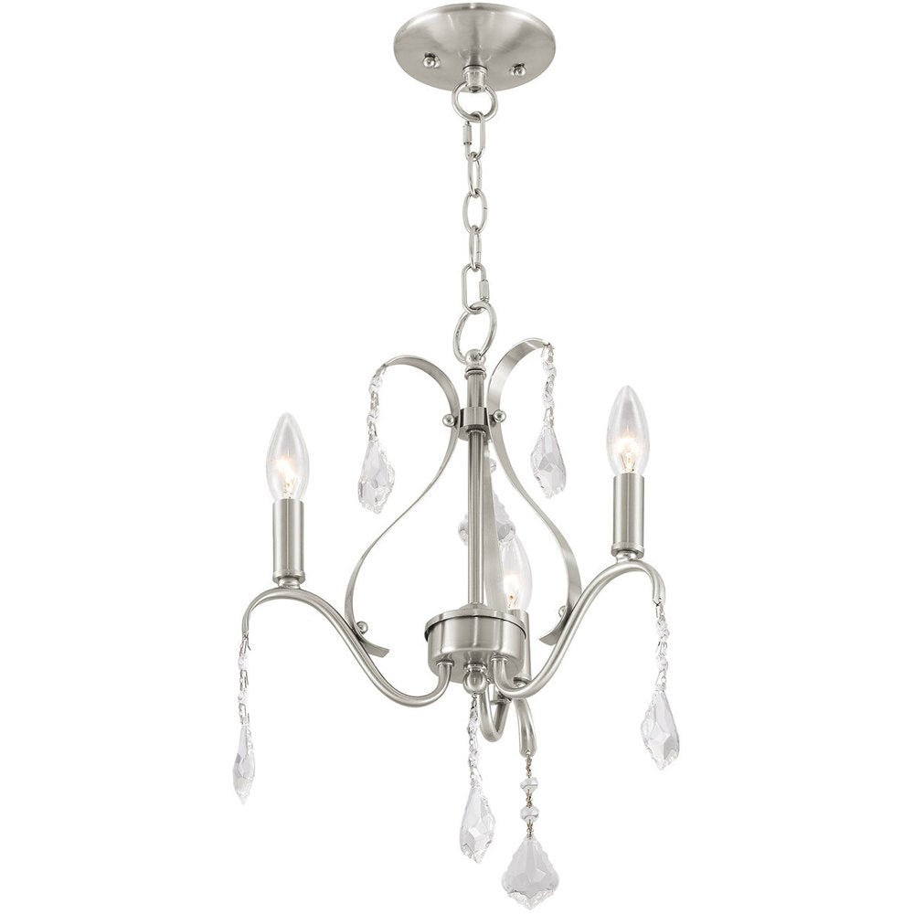 Nickel Three Light Metal Dimmable Chandelier With Shades