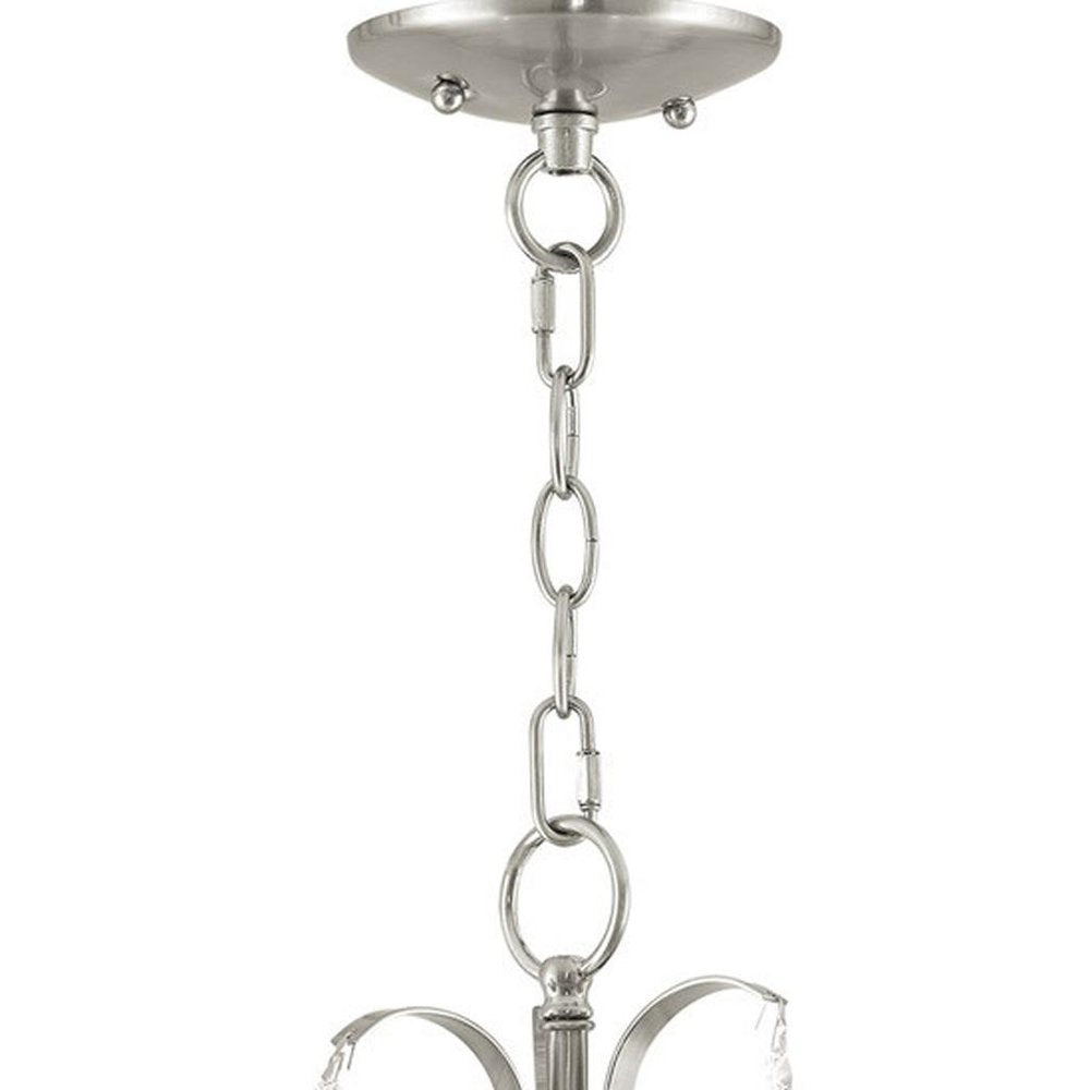 Nickel Three Light Metal Dimmable Chandelier With Shades