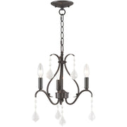Bronze Three Light Metal Dimmable Chandelier With Shades