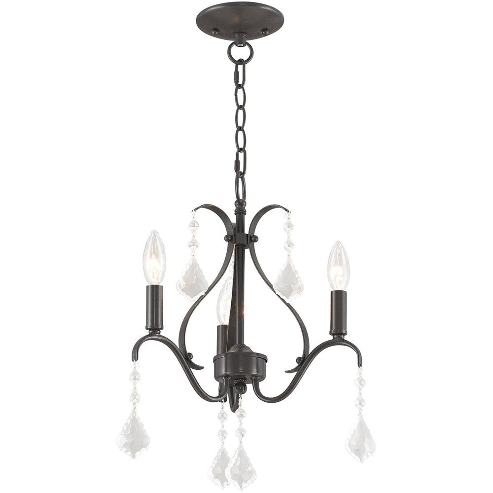 Bronze Three Light Metal Dimmable Chandelier With Shades