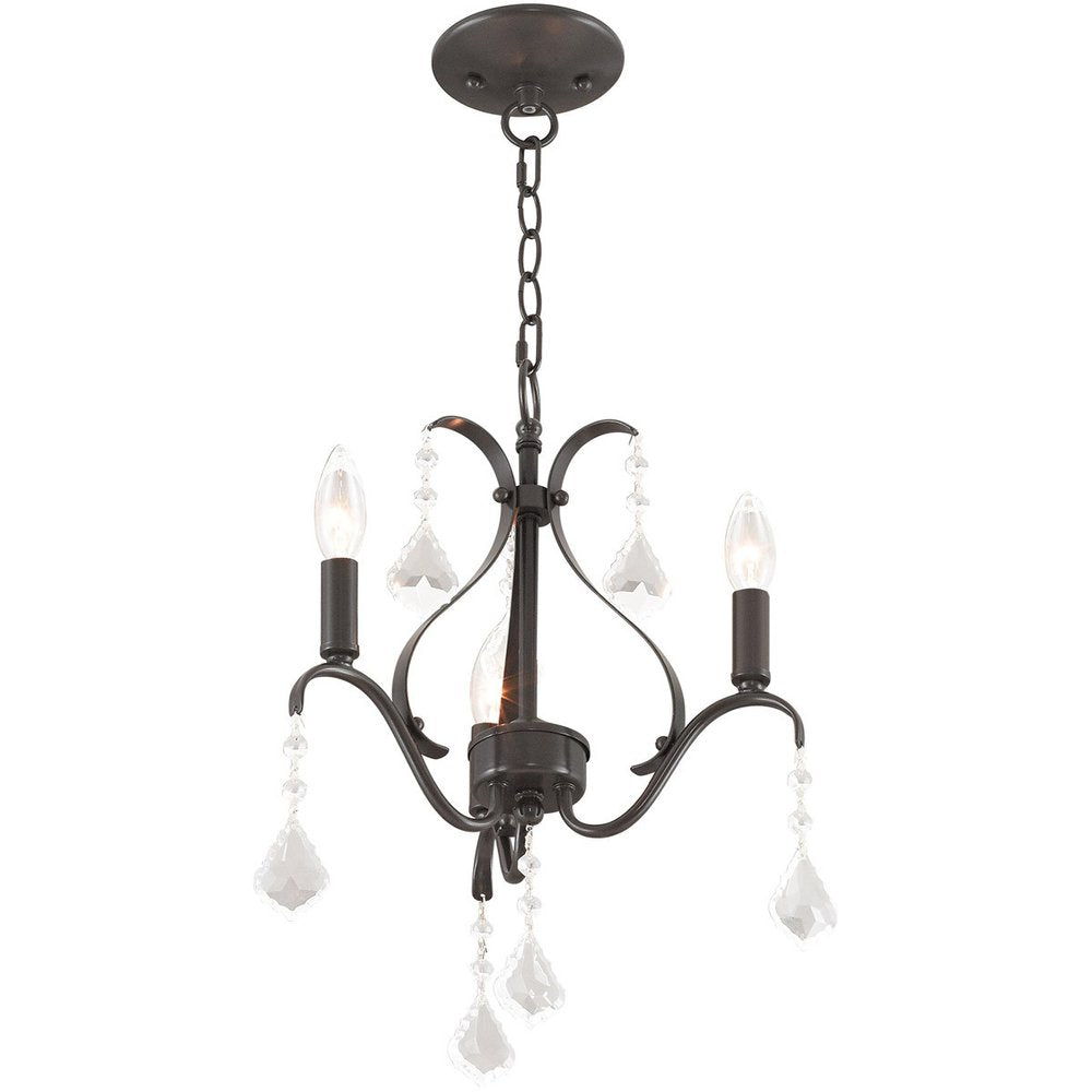 Bronze Three Light Metal Dimmable Chandelier With Shades