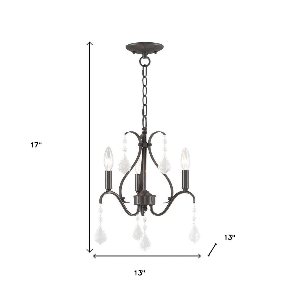 Bronze Three Light Metal Dimmable Chandelier With Shades