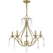 Five Light Dimmable Chandelier With Shades