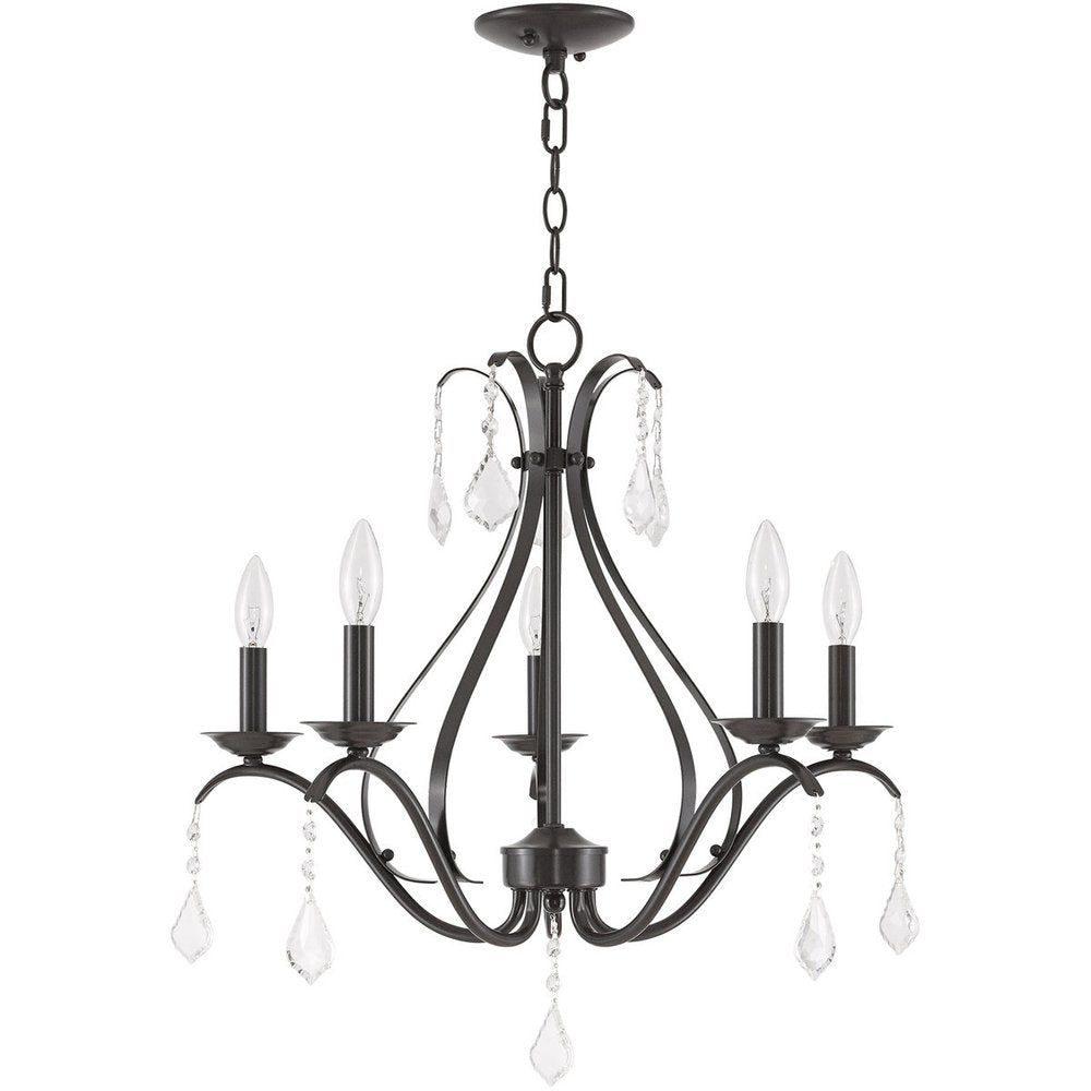 Five Light Dimmable Chandelier With Shades