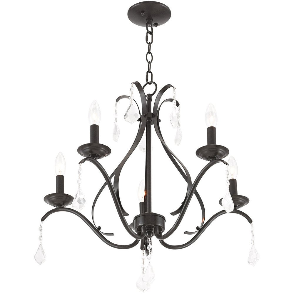 Bronze Five Light Metal Dimmable Chandelier With Shades
