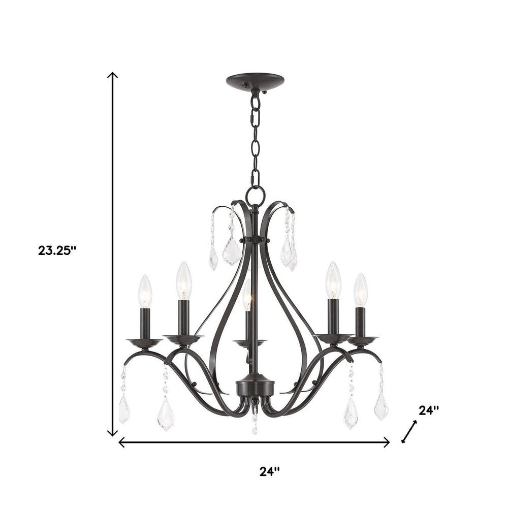 Five Light Dimmable Chandelier With Shades