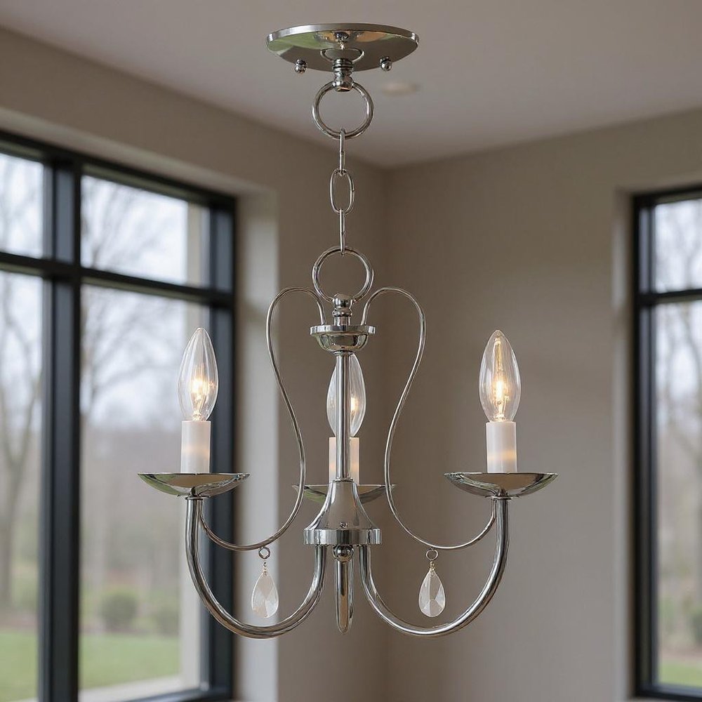 Three Light Dimmable Chandelier With Shades