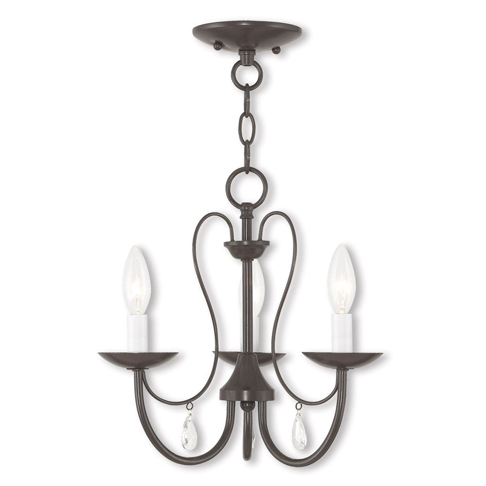 Bronze Three Light Metal Dimmable Chandelier With Shades