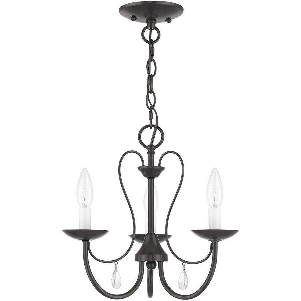 Bronze Three Light Metal Dimmable Chandelier With Shades