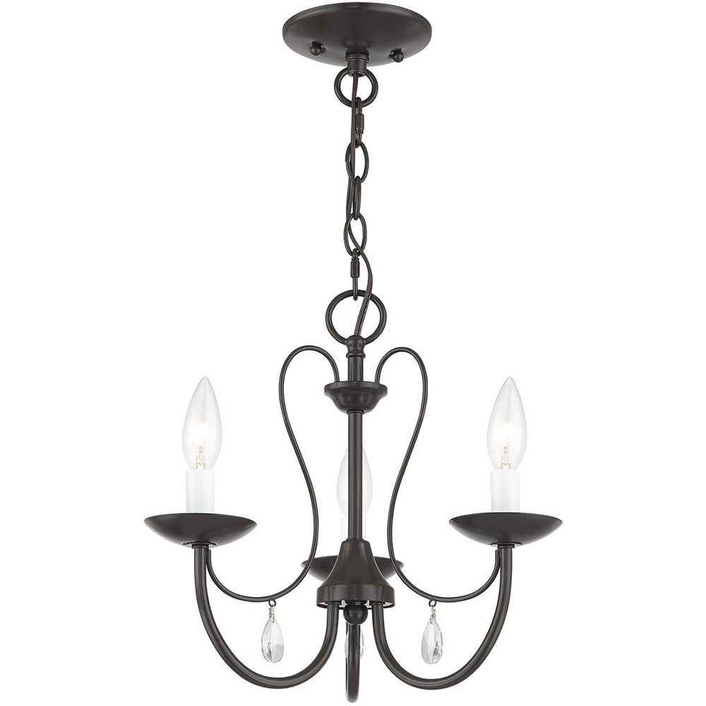 Bronze Three Light Metal Dimmable Chandelier With Shades