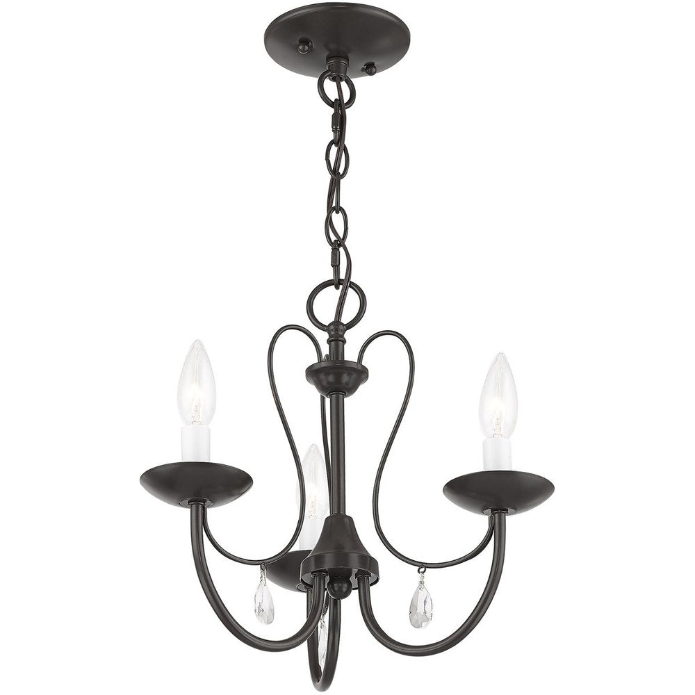 Bronze Three Light Metal Dimmable Chandelier With Shades