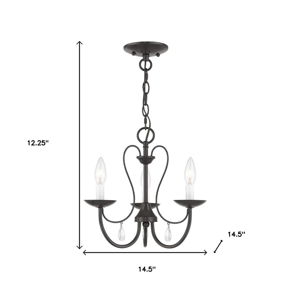 Bronze Three Light Metal Dimmable Chandelier With Shades