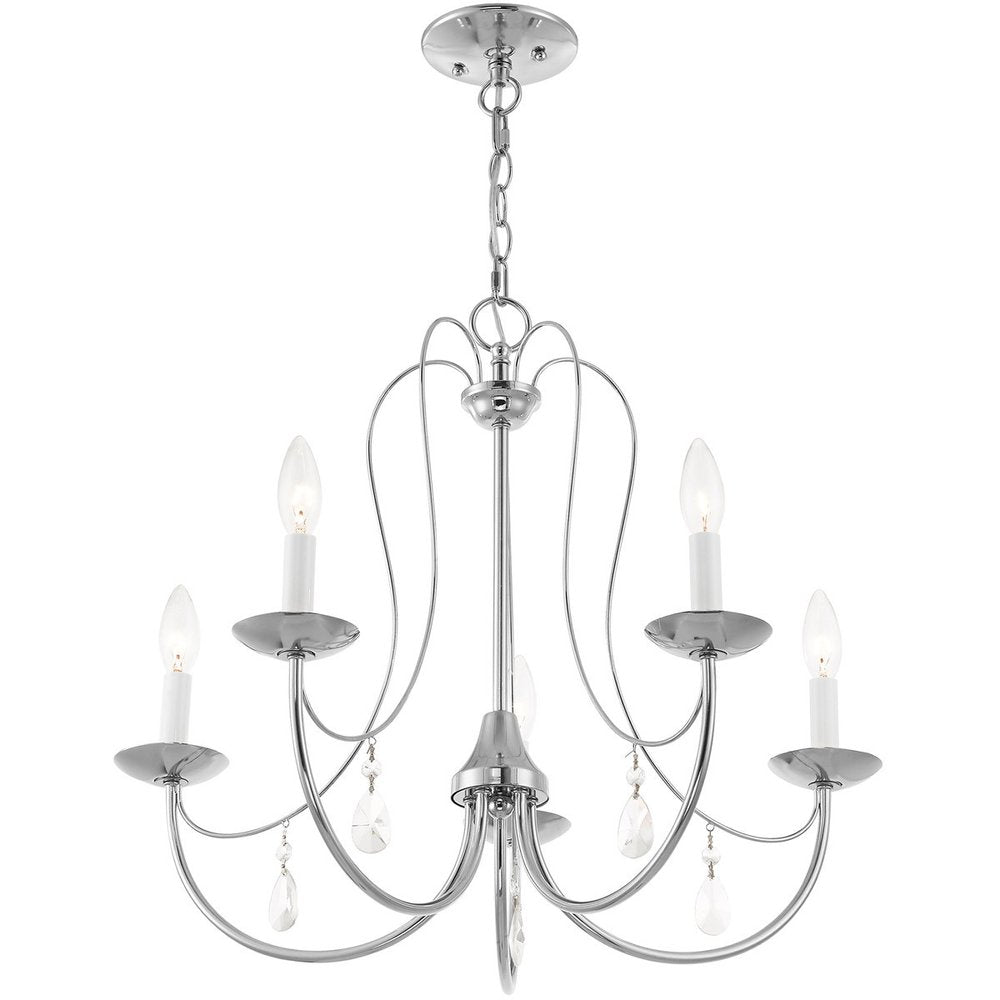 Five Light Dimmable Chandelier With Shades