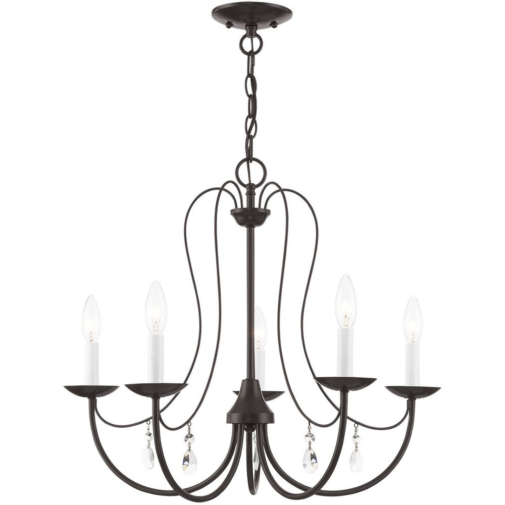 Bronze Five Light Metal Dimmable Chandelier With Shades