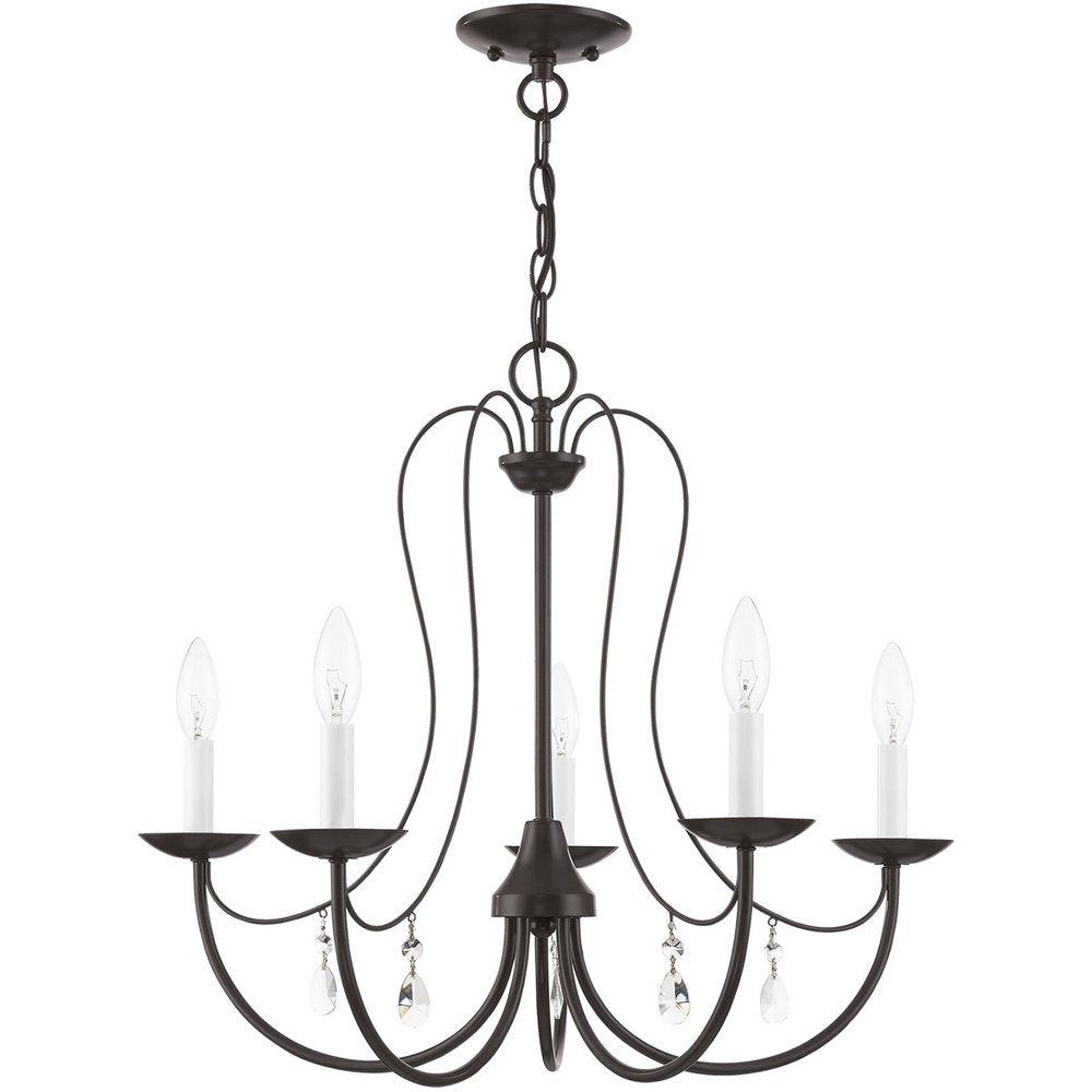 Bronze Five Light Metal Dimmable Chandelier With Shades