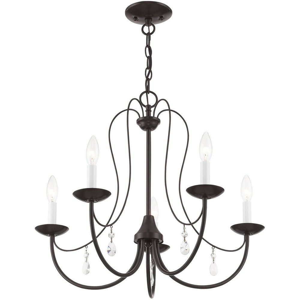 Five Light Dimmable Chandelier With Shades
