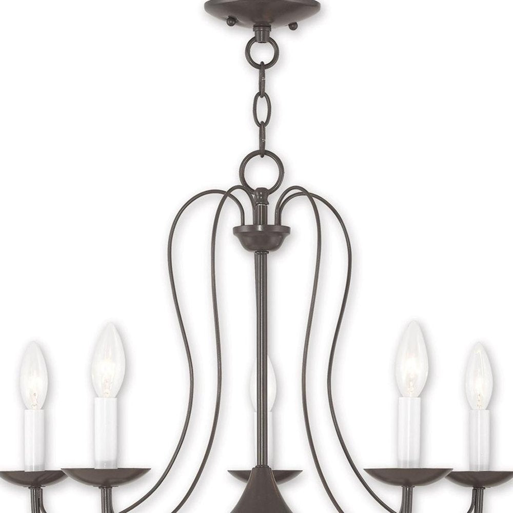 Bronze Five Light Metal Dimmable Chandelier With Shades