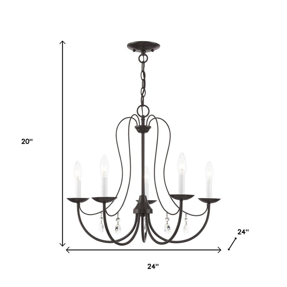 Five Light Dimmable Chandelier With Shades