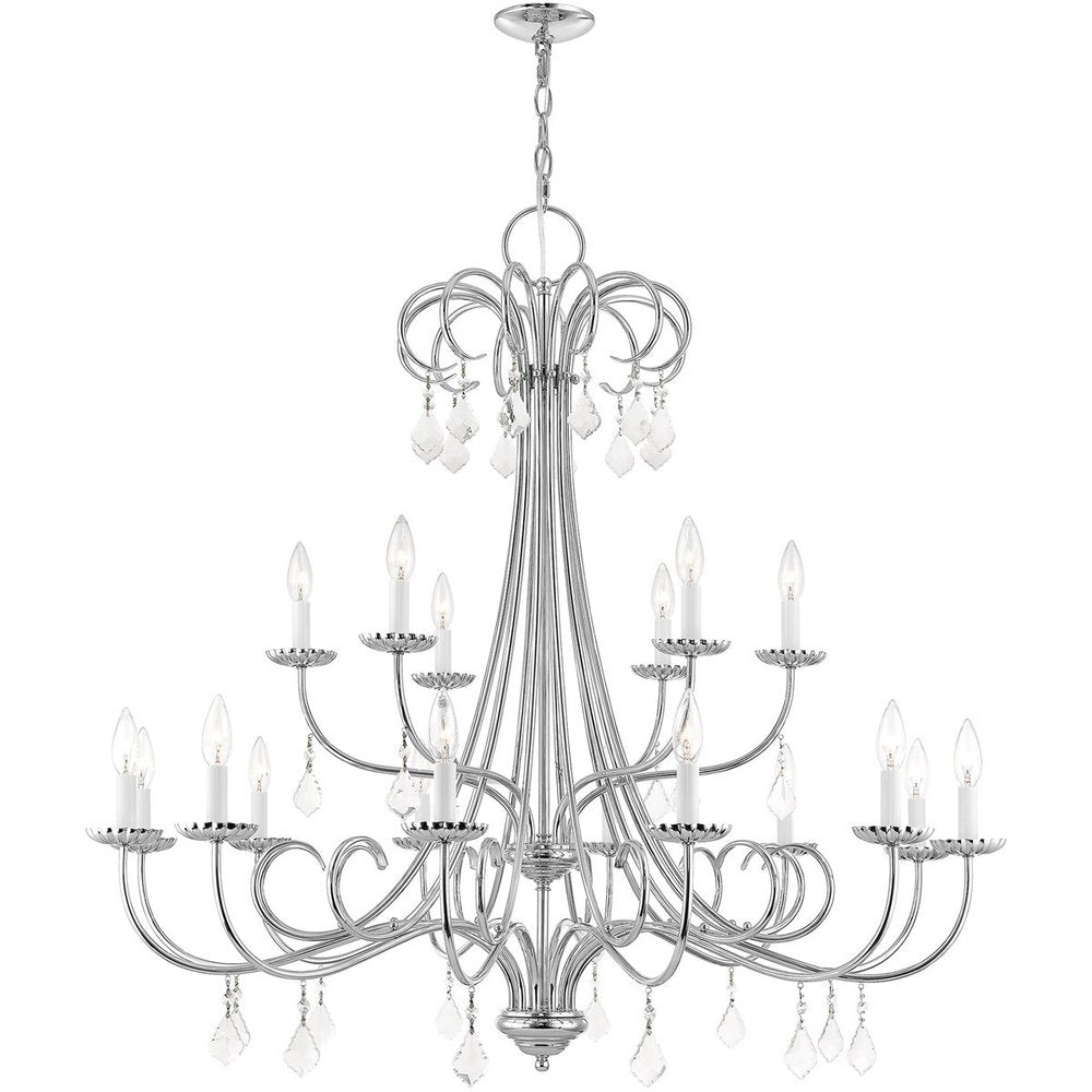 Silver Multi Light Metal Dimmable Chandelier With Shades
