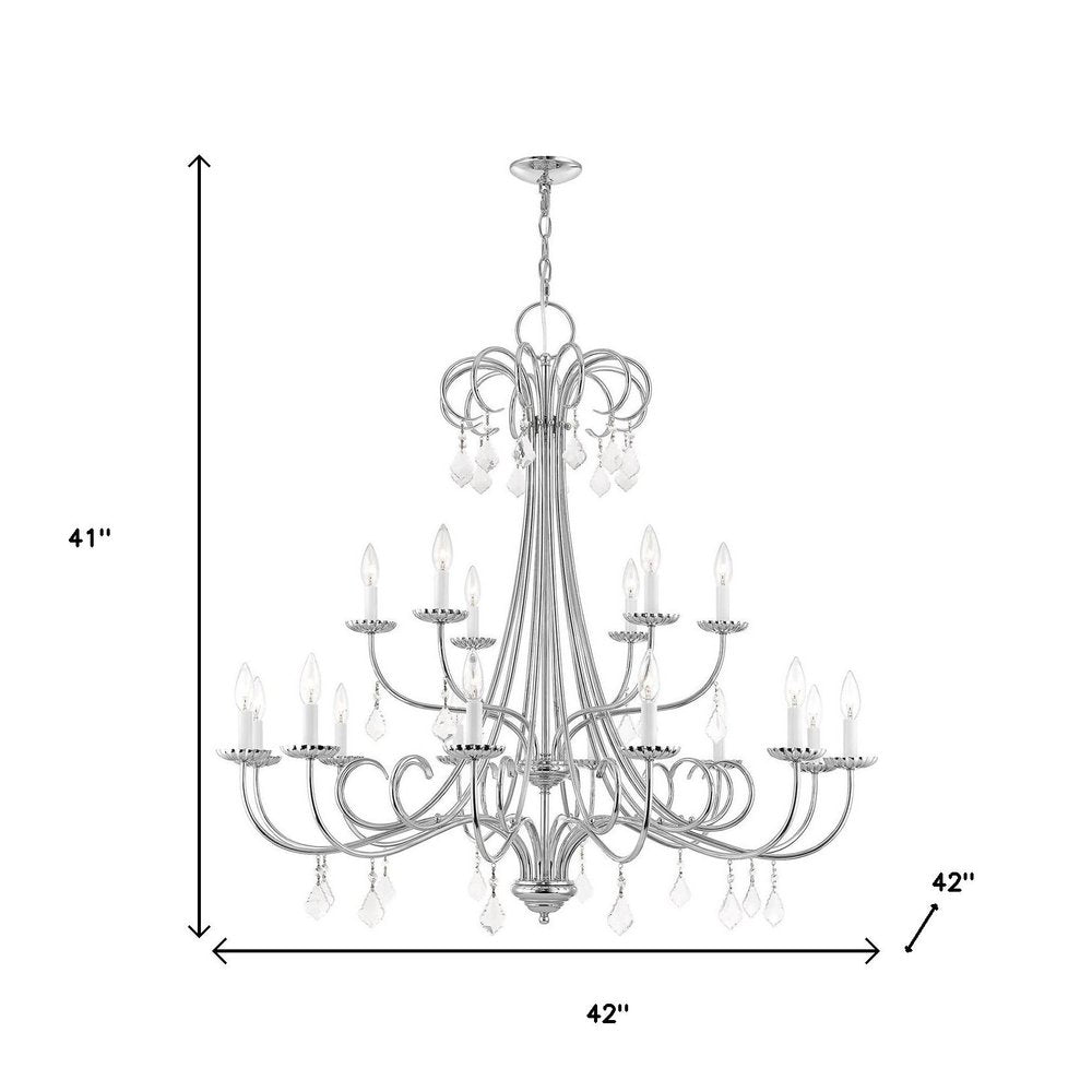 Silver Multi Light Metal Dimmable Chandelier With Shades