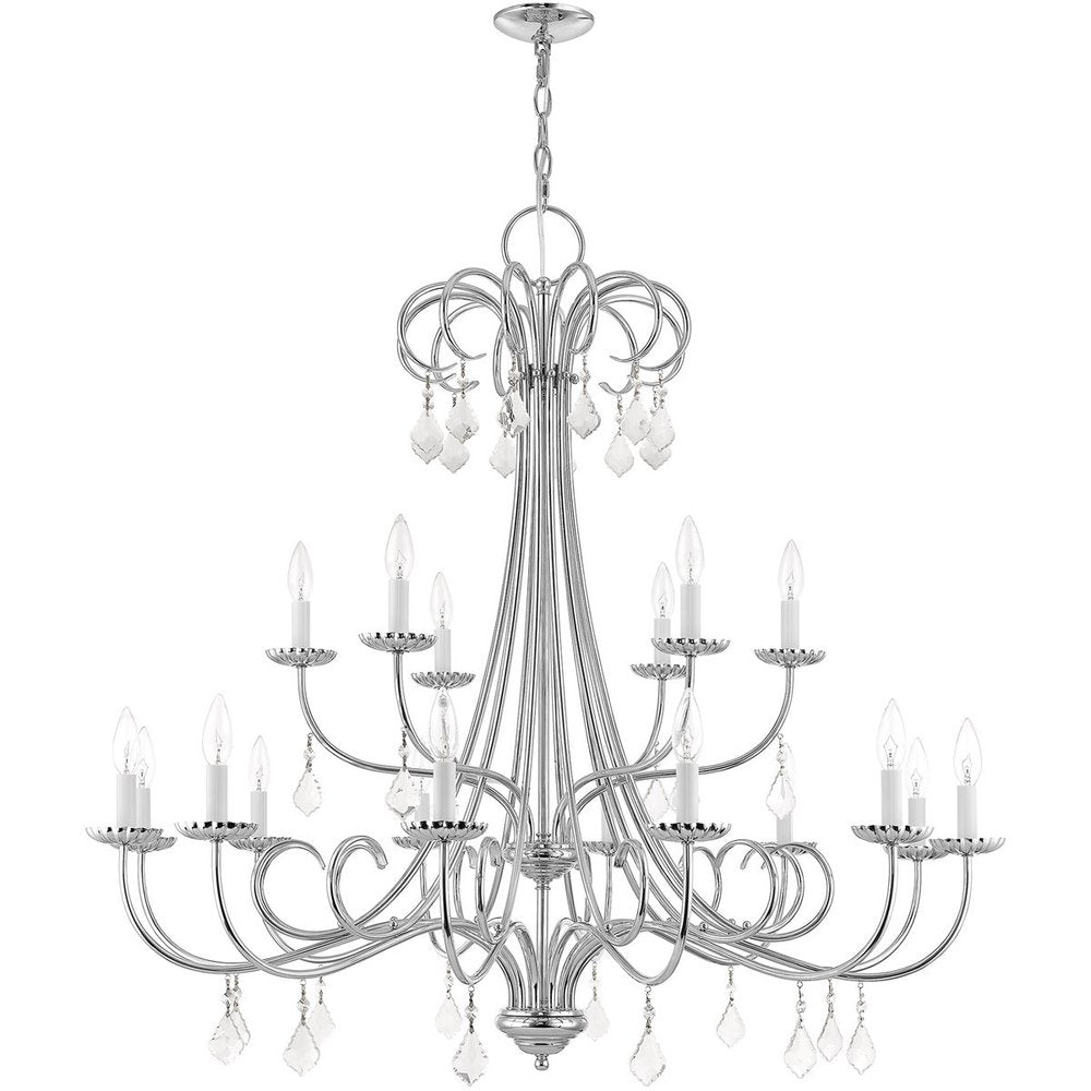 Silver Multi Light Metal Dimmable Chandelier With Shades