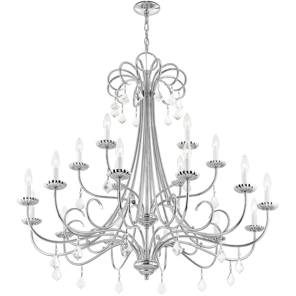 Silver Multi Light Metal Dimmable Chandelier With Shades