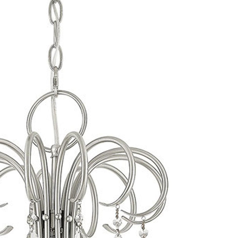 Nickel Multi Light Metal Dimmable Chandelier With Shades