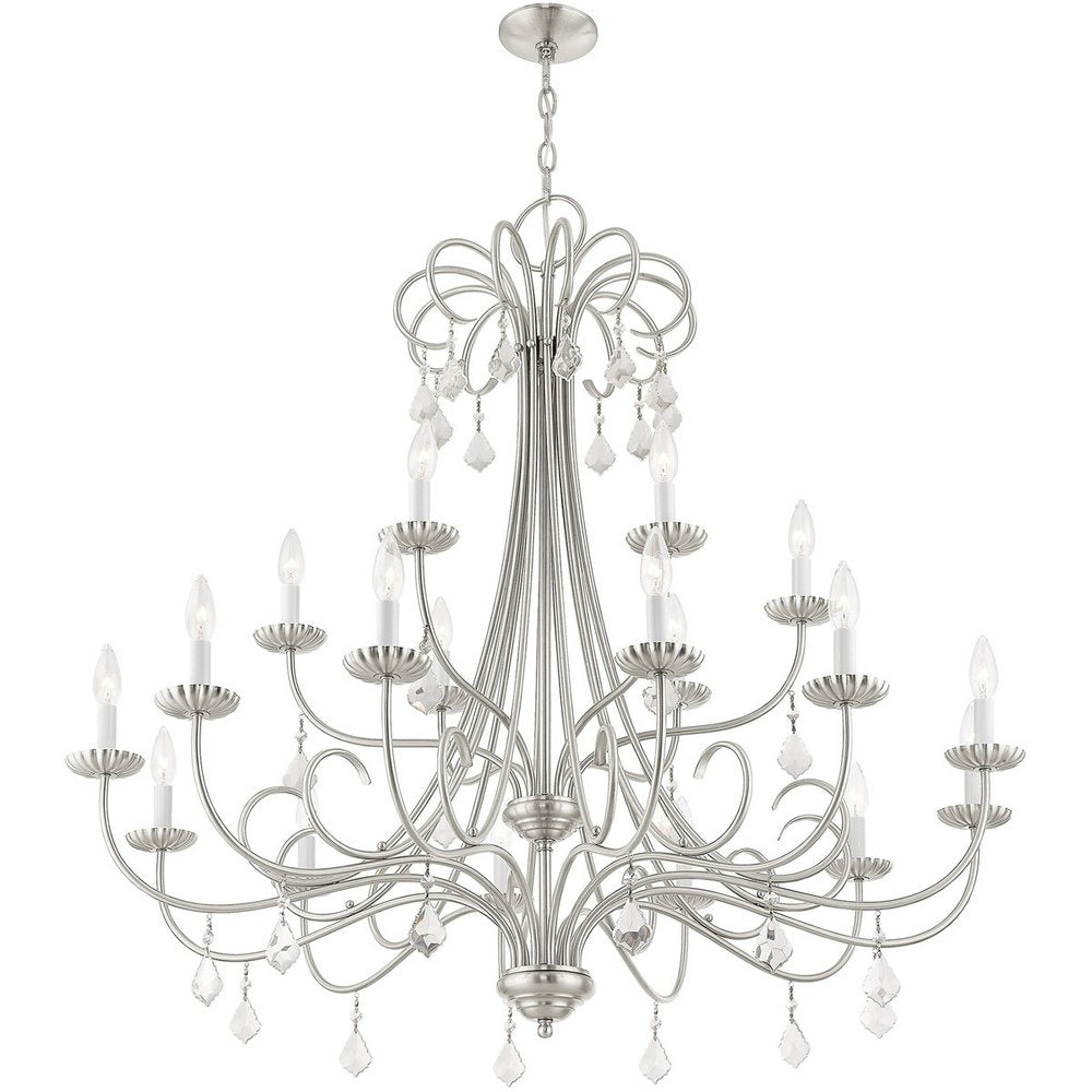 Nickel Multi Light Metal Dimmable Chandelier With Shades