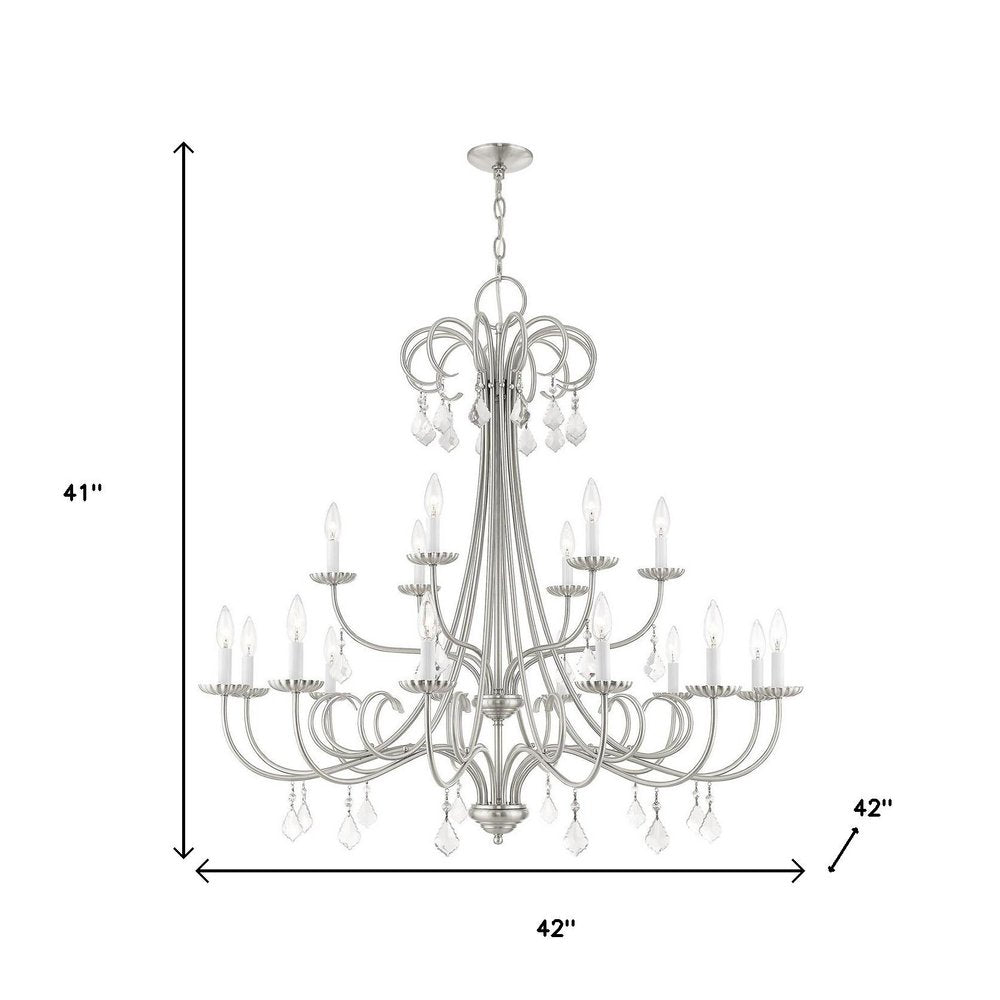 Nickel Multi Light Metal Dimmable Chandelier With Shades