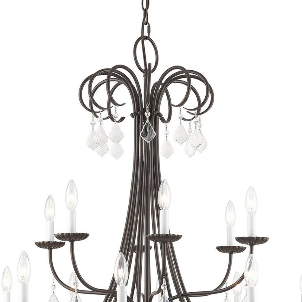 Bronze Multi Light Metal Dimmable Chandelier With Shades