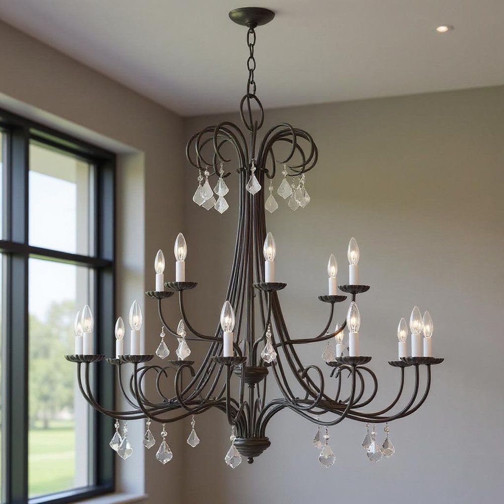 Bronze Multi Light Metal Dimmable Chandelier With Shades
