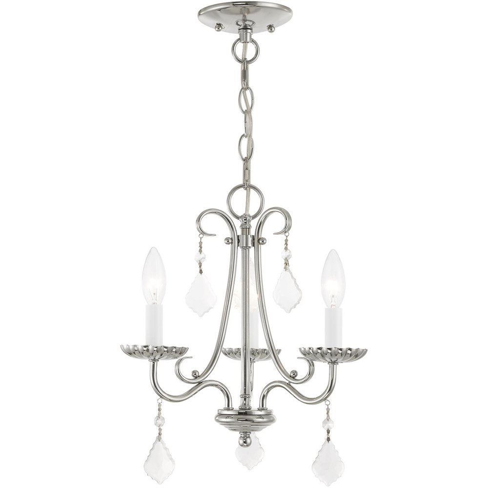 Silver Three Light Metal Dimmable Chandelier With Shades