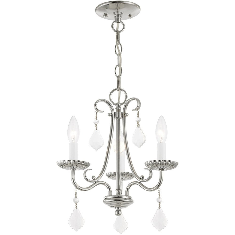 Silver Three Light Metal Dimmable Chandelier With Shades