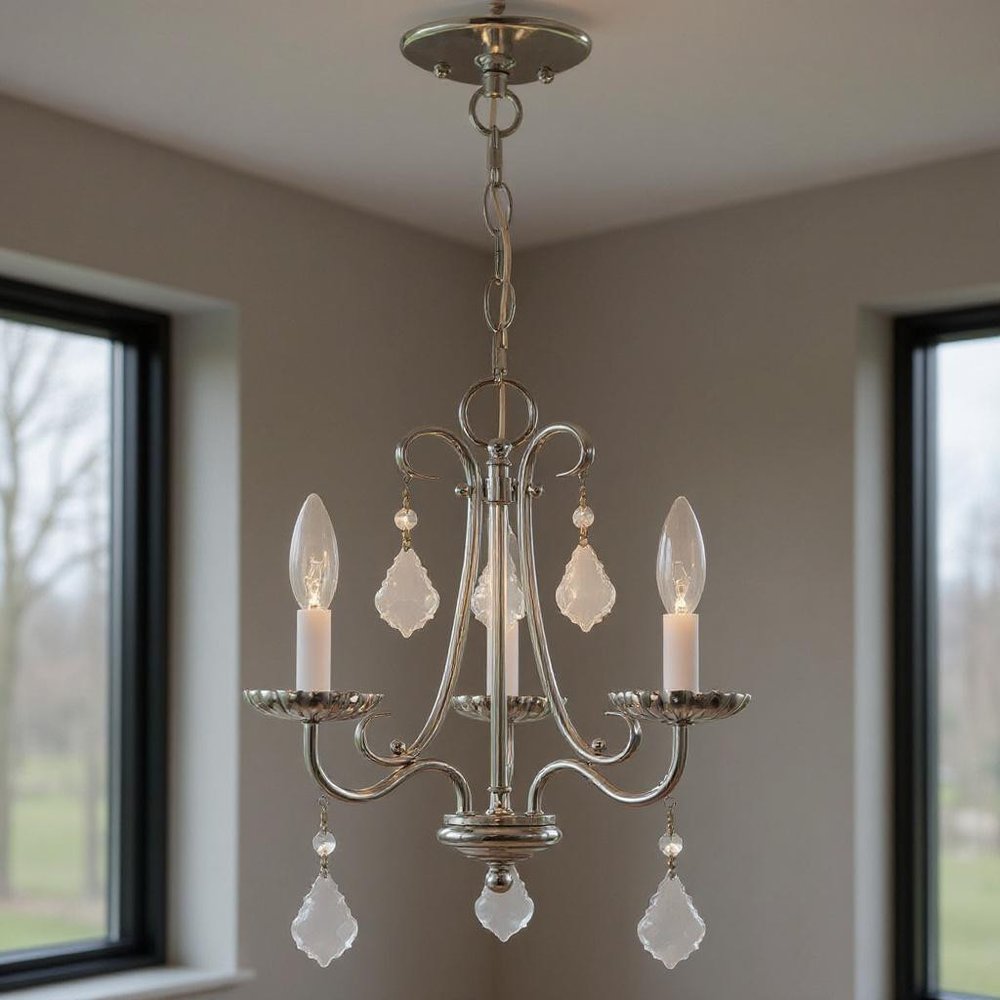 Three Light Dimmable Chandelier With Shades