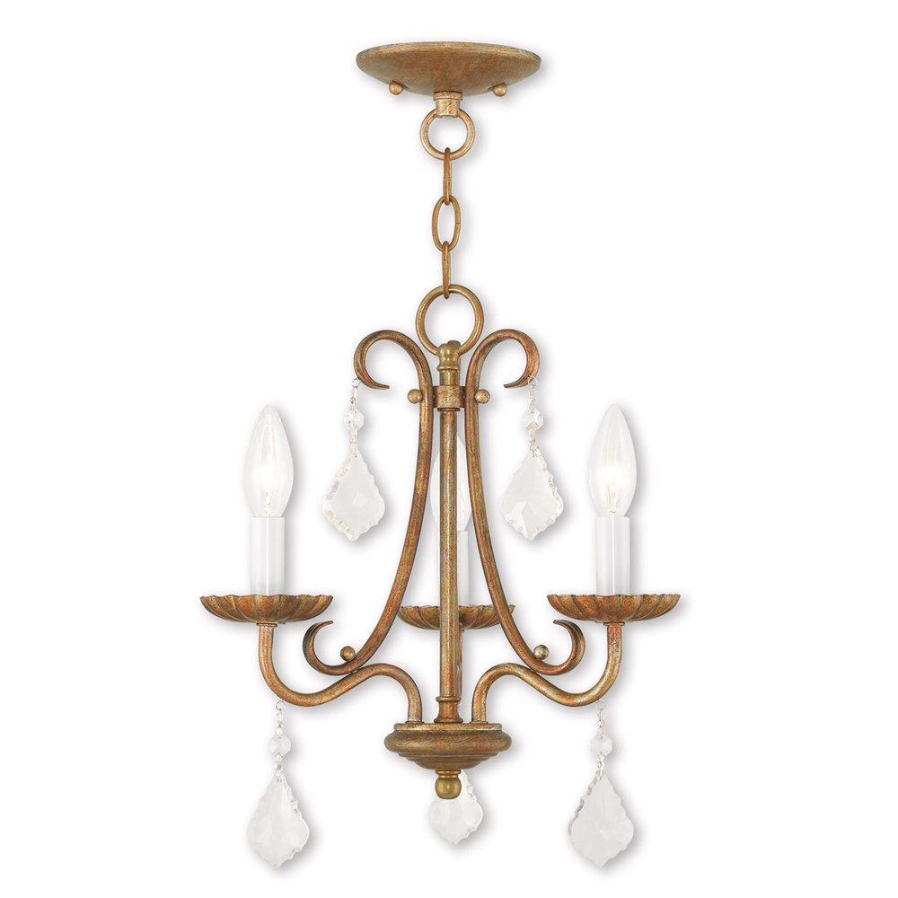 Gold Three Light Metal Dimmable Chandelier With Shades