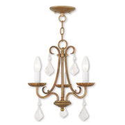 Gold Three Light Metal Dimmable Chandelier With Shades