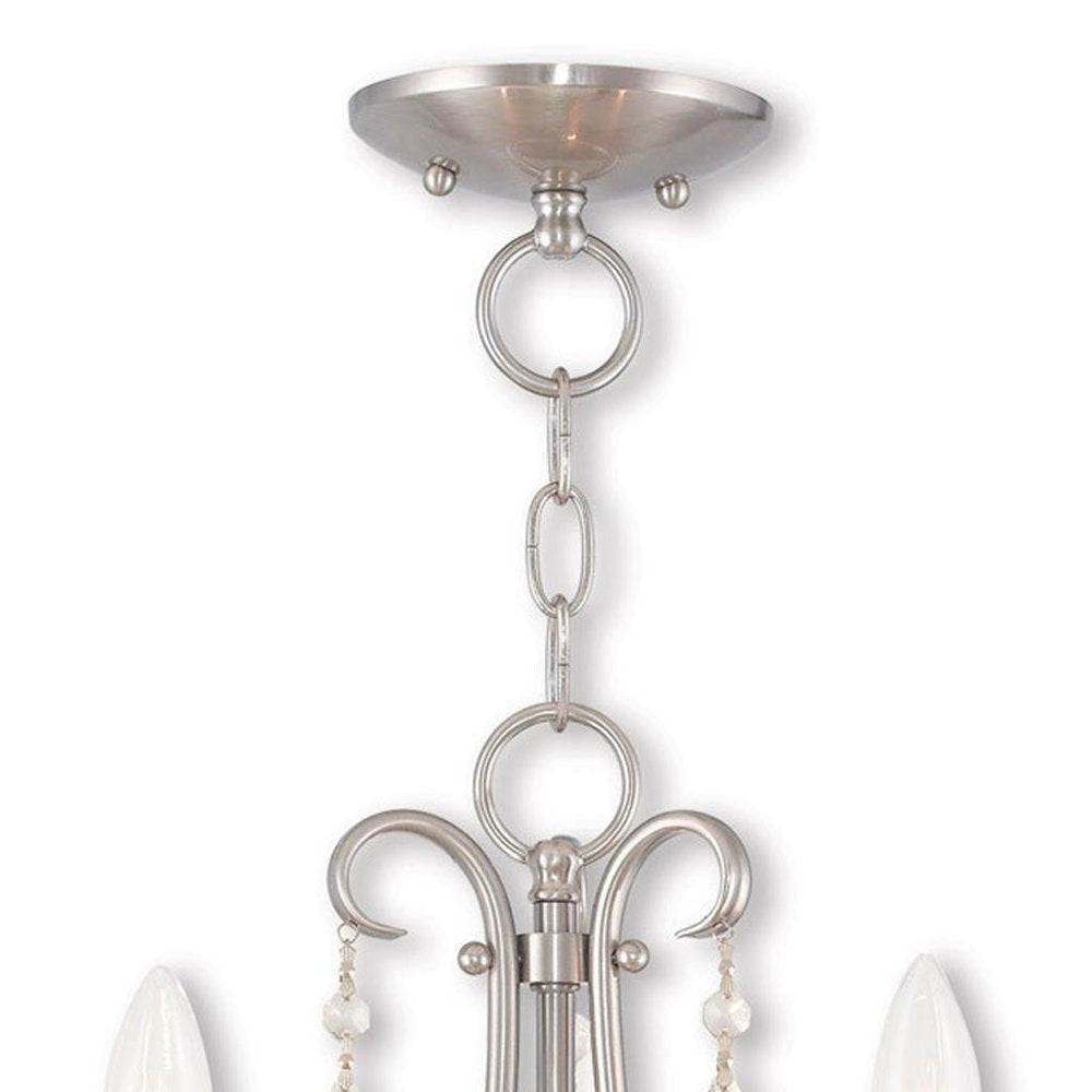 Nickel Three Light Metal Dimmable Chandelier With Shades