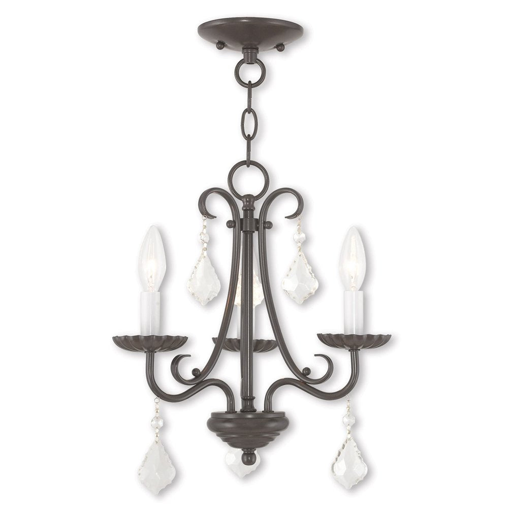 Bronze Three Light Metal Dimmable Chandelier With Shades