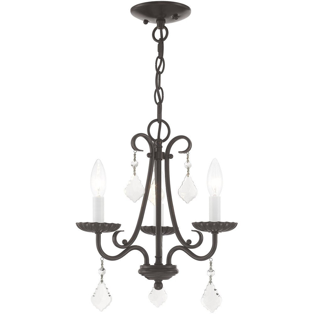 Bronze Three Light Metal Dimmable Chandelier With Shades