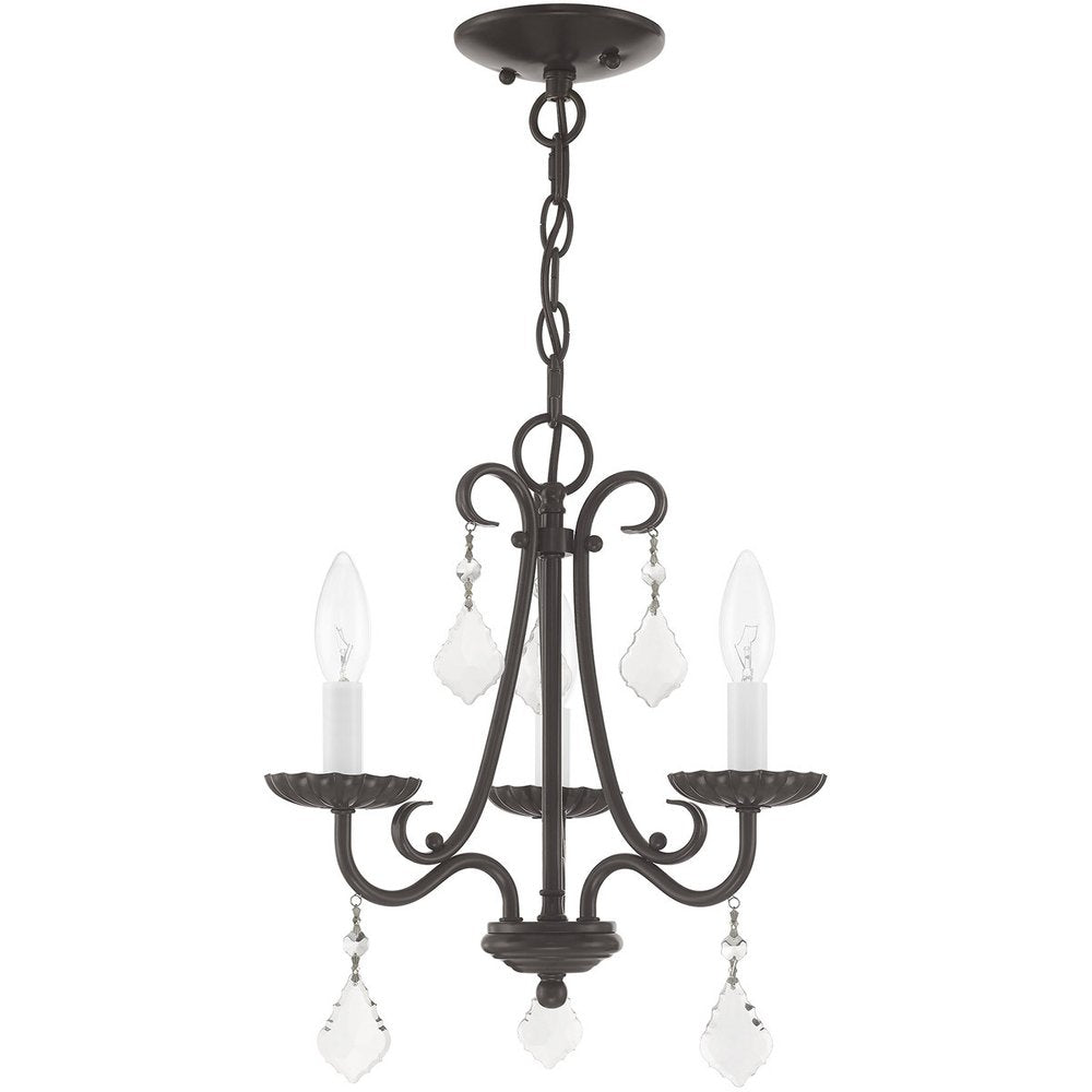 Bronze Three Light Metal Dimmable Chandelier With Shades