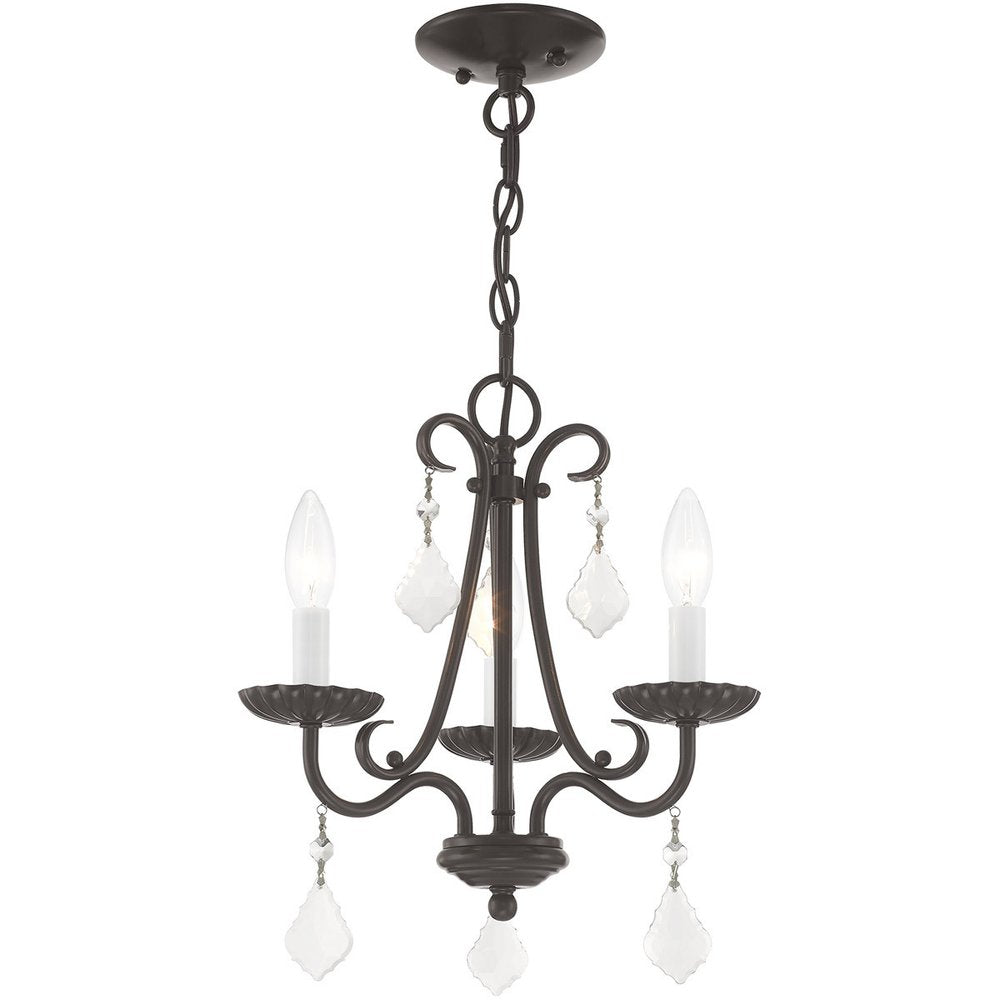 Bronze Three Light Metal Dimmable Chandelier With Shades