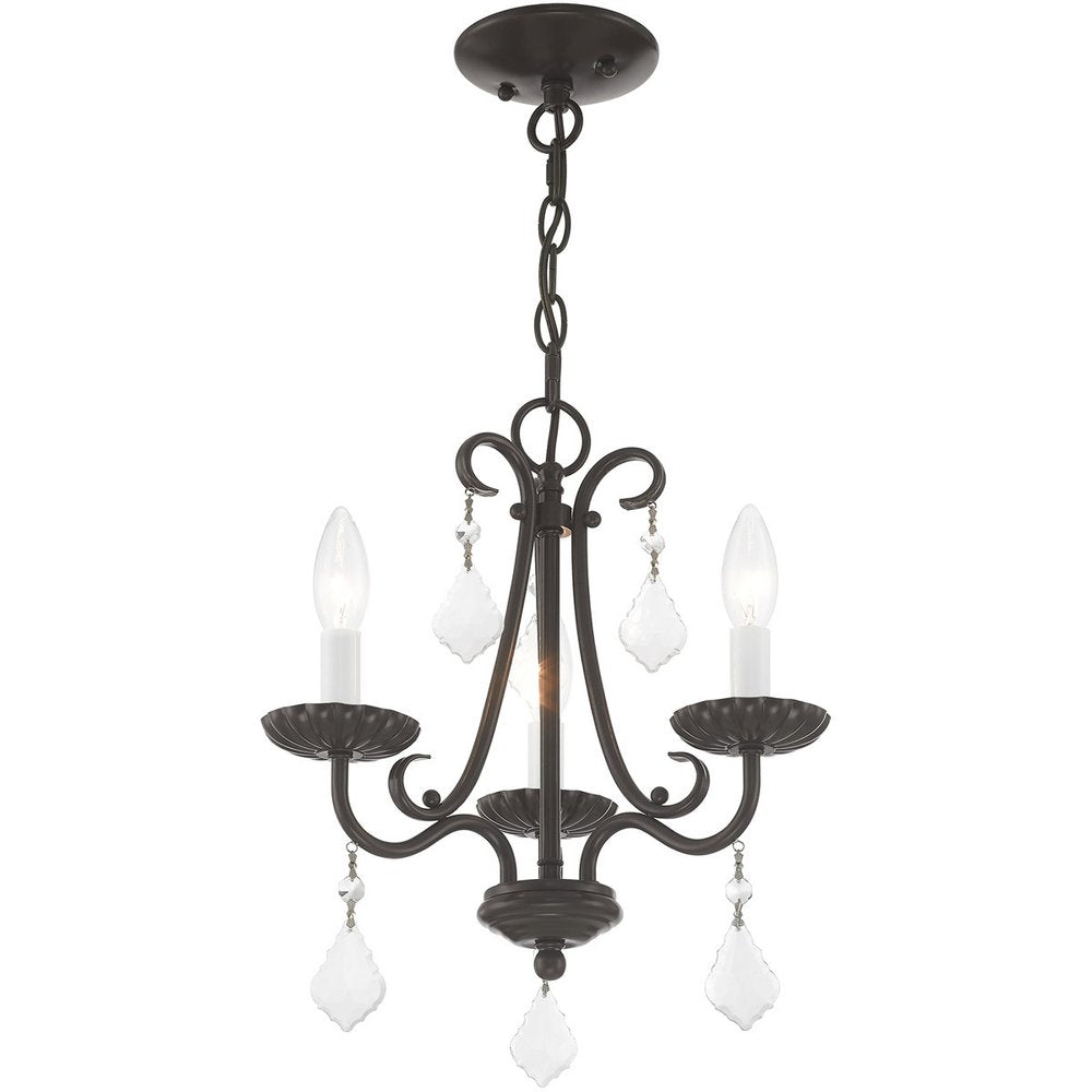 Bronze Three Light Metal Dimmable Chandelier With Shades
