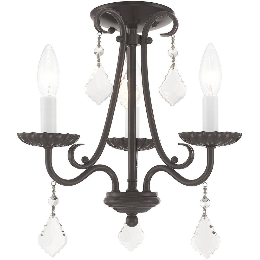 Bronze Three Light Metal Dimmable Chandelier With Shades