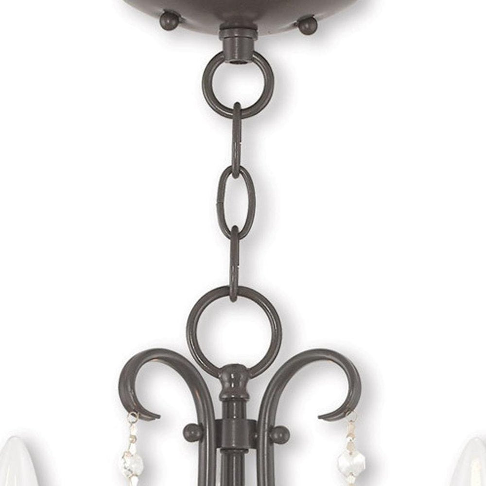 Bronze Three Light Metal Dimmable Chandelier With Shades