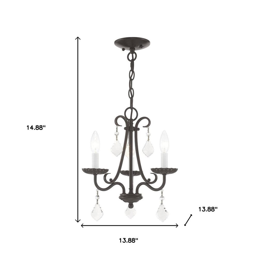 Bronze Three Light Metal Dimmable Chandelier With Shades