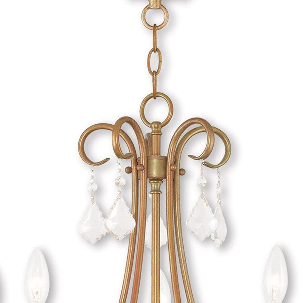 Antiqued Gold Five Light Metal Dimmable Chandelier With Shades