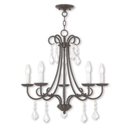 Five Light Dimmable Chandelier With Shades