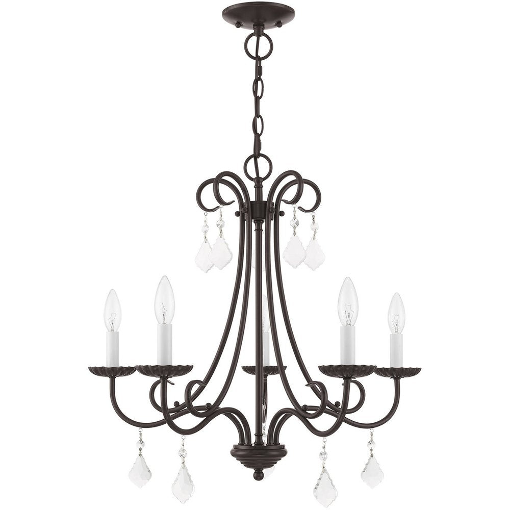 Five Light Dimmable Chandelier With Shades